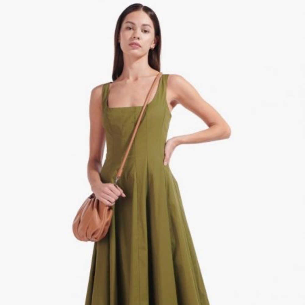 Staud Wells Dress in Olive 8 NWT